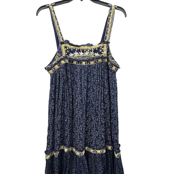 FREE PEOPLE Indigo Tank Mini Dress Blue Boarderline Tunic Size Medium - Picture 8 of 16